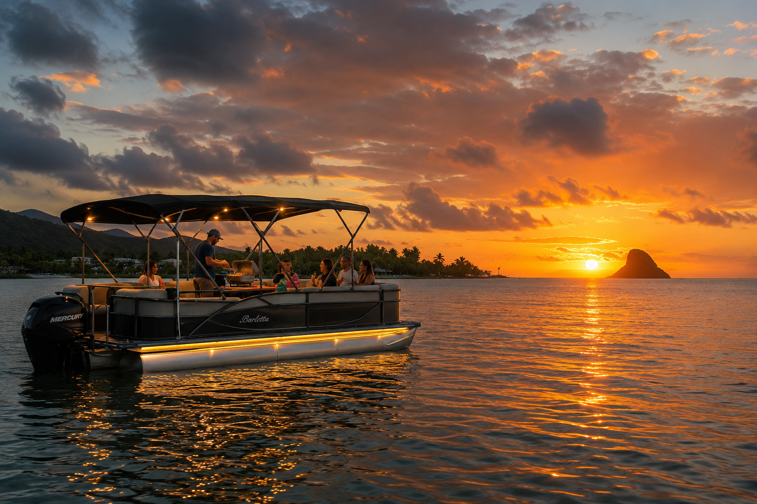Pontoon at sunset on Kaneohe Bay
